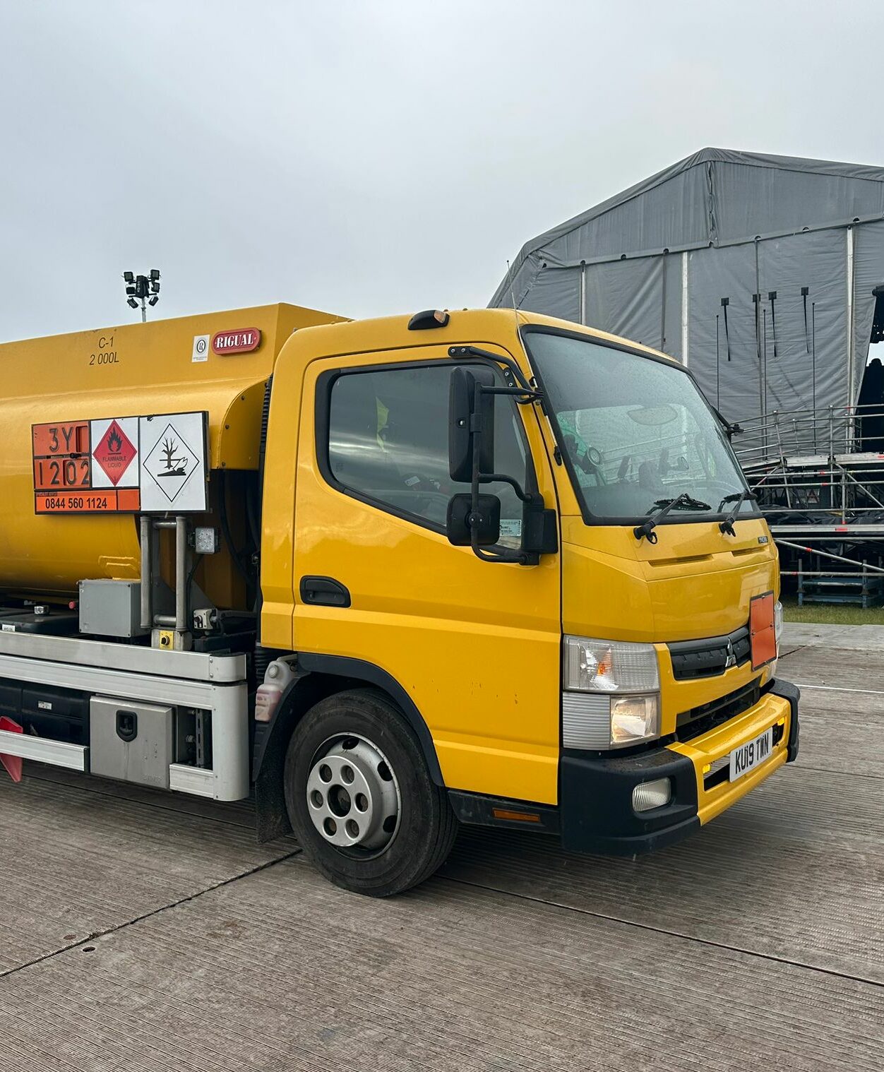 fuel tanker vehicle delivering fuel